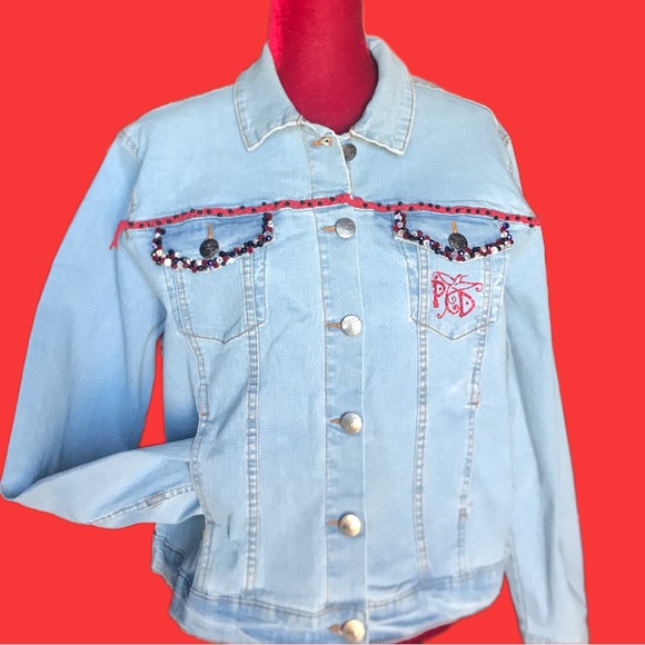 Sugar Skull & Flowers Crystal Denim Jacket - Picture 3 of 8